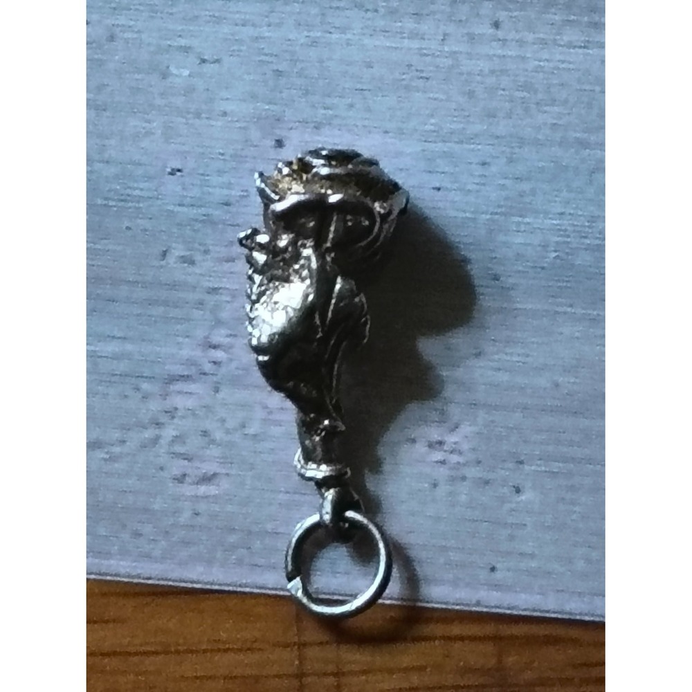 Vintage Sterling Silver 925 Rose Flower Charm Pendant 3D Sculpted Floral S Small - Picture 3 of 4